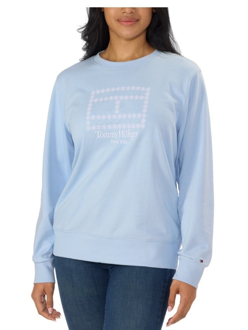 (Ew)Tommy Hilfiger Pastel Blue Daisy Logo Crewneck